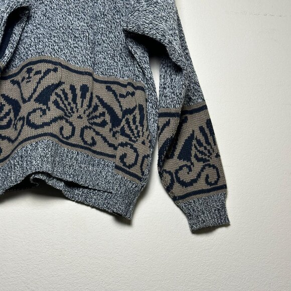 VTG Playboy Knit Abstract Grey 90s Sweater Men L Classic Prep Comfy Coral - Picture 12 of 14